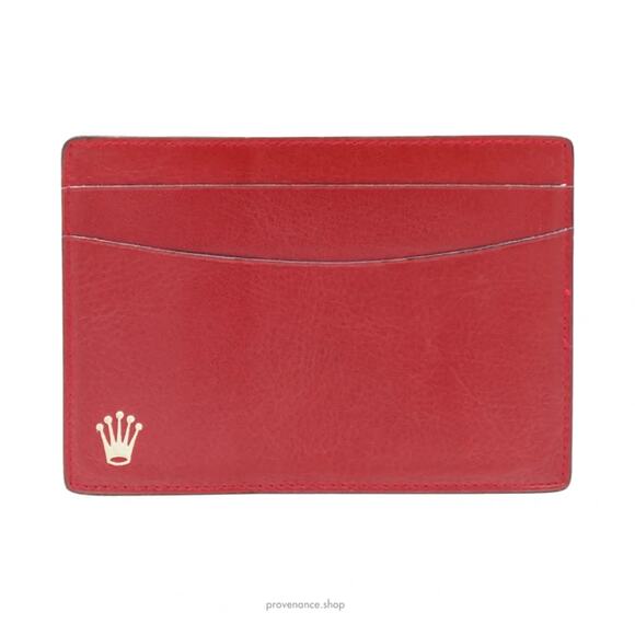 🔴 Rolex Card Holder Wallet - Red Leather - Picture 1 of 2